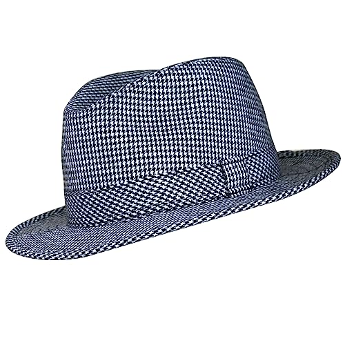 Bear Bryant Houndstooth Classic Fedora Hat - Black and White Checkered Pattern - Multiple Sizes (as1, Alpha, l)