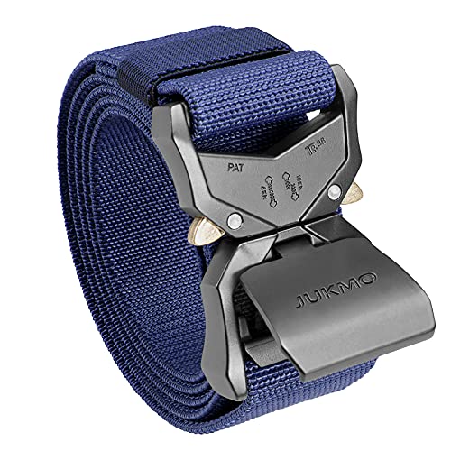 JUKMO Tactical Belt, Military Hiking Rigger 1.5' Nylon Web Work Belt with Heavy Duty Quick Release Buckle (Blue, Small)