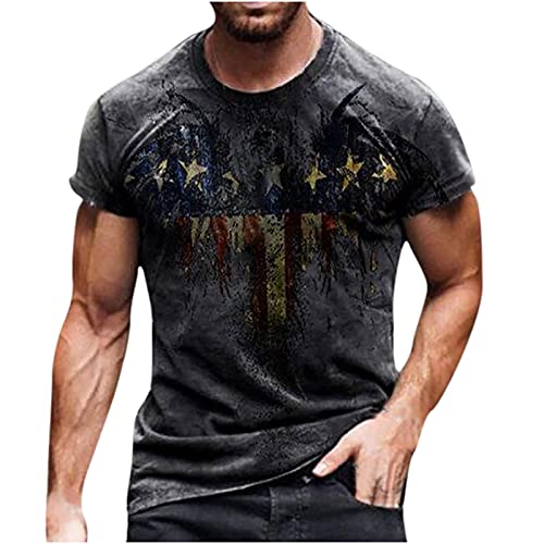 Men's American Flag Patriotic T-Shirt 1776 Shirt American 4th of July Short Sleeve Independence Day Tee Shirts Tops