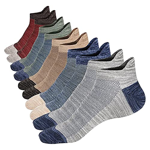 Mottee&Zconia Low Cut Ankle Socks for Mens Comfy Mesh Top Anti Skid Cotton Little Tab at Back Socks 5 Pack