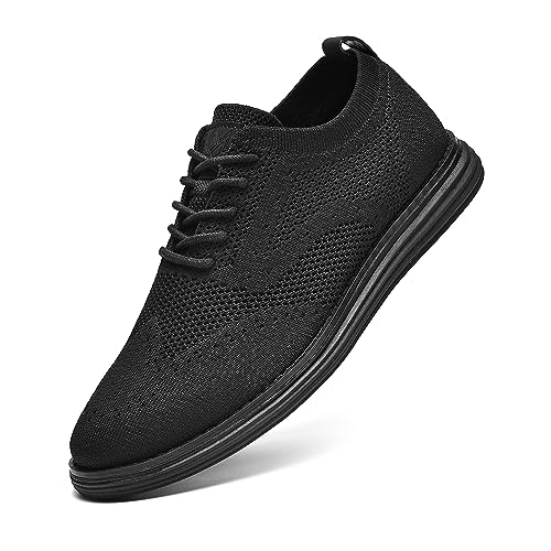 MUCHO MAHALO Bergamo Tech Knit Oxford Men's Dress Shoes - Black Out/Black, Size 12