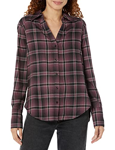 PAIGE Women's Davlyn Shirt Button up Oversized Boyfriend fit in Raspberry Mousse, M