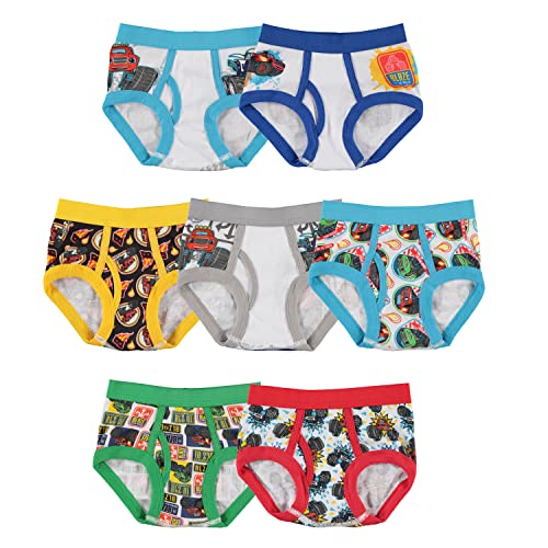Blaze and the Monster Machines Boys' Toddler 100% Combed Cotton Underwear Multipacks in Sizes 2/3T and 4T, 7-Pack Brief, 2T/3T