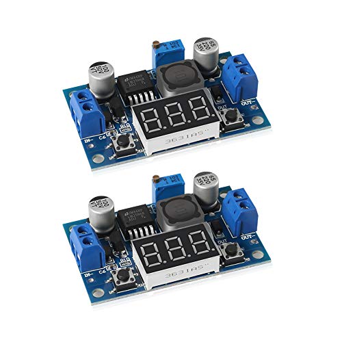 2pcs LM2596 Adjustable Voltage Regulator 4.0-40V to 1.25-37V DC 36V to 24V to 12V to 5V Variable Volt Power Supply Car Motor Buck Step Down Converter with Red Voltmeter Display