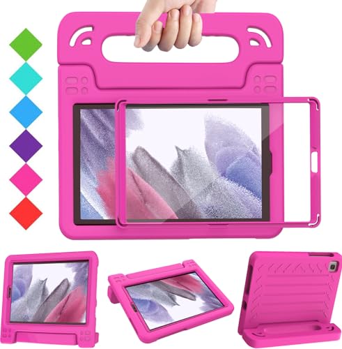 BMOUO Kids Case for Samsung Galaxy Tab A7 Lite 8.7 inch 2021 - with Screen Protector, Shockproof Lightweight Convertible Handle Stand Case for Samsung Galaxy Tab A7 Lite 8.7' (SM-T220/T225/T227),Rose