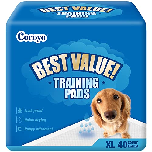 COCOYO Best Value Training Pads, 28' by 34' XL, 40 Count,Blue and White, Packaging May Vary
