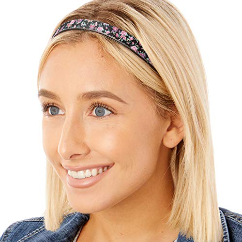 Hipsy Blades Adjustable & Flexible No Slip Floral Fashion Headbands for Women Girls & Teens (Black Country Floral 1pk)