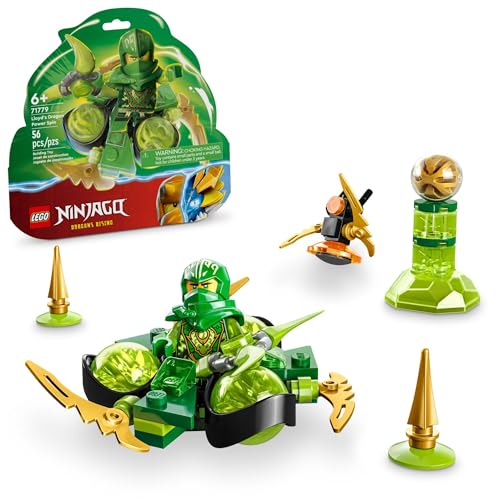 LEGO NINJAGO Lloyd’s Dragon Power Spinjitzu Spin 71779 Green Spinning Building Toy with Ninja Lloyd Minifigure, Gift Idea for Boy and Girl Ninja Fans Ages 6+ Who Love Interactive Action Toys
