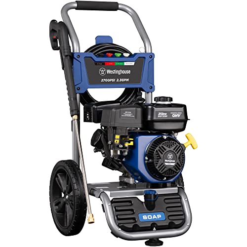 Westinghouse WPX2700 Gas Pressure Washer, 2700 PSI and 2.3 Max GPM, Onboard Soap Tank, Spray Gun and Wand, 4 Nozzle Set, CARB Compliant, for Cars/Fences/Driveways/Homes/Patios/Furniture