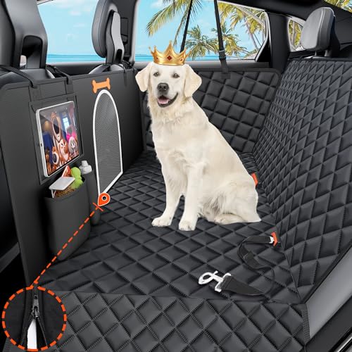 Dog Cars Seat Cover for Pets 100% Waterproof Backseat Dog Cover for Car w/Mesh Window Scratch Proof Nonslip Wearproof Car Back Seat Protector for Dogs for Cars Trucks and SUVs-Black