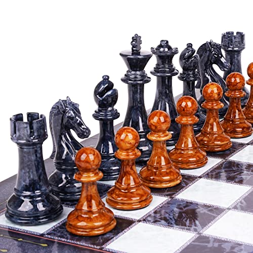 18.5' Large Chess Set for Adults Kids with Zinc Alloy Heavy Chess Pieces Portable Folding Chess Board Travel Chess Set Board Game Gift – Staunton Chess Pieces
