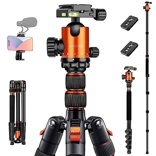 JOILCAN Tripod for Camera, 81' Camera Tripod Stand, 83 inches DSLR Tripods & Monopods, Heavy Duty Travel Tripod for Binoculars Laser Level Spotting Scope Telescope, Professional Complete Tripod Units