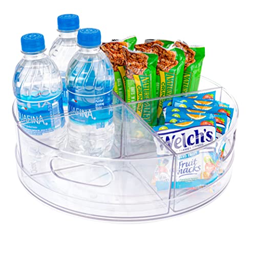 Lazy Susan Turntable - Clear Acrylic, Removable Sections, Rotates 360 Degrees. Easily Organize Your Fridge, Cabinet or Counter. Great Carousel Storage for Food, Spices, Cosmetics. (4-Sections)