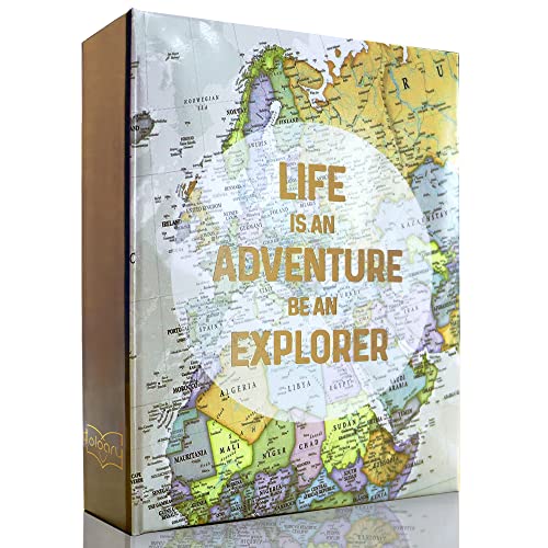 Holoary Photo Albums 4x6 100 Photos, Small Size 1 Picture Per Page, 100 Pockets 4'x6', Printed Book Cover Old Map Adventure Travel Vacation