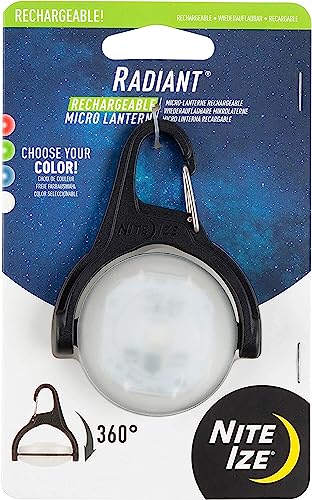 Nite Ize Radiant Rechargeable Micro Lantern - Portable Swivel Light with Clip - LED Light for Carabiner Keychains & Dog Collars - Disc-O Select