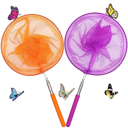2 Pack Insect Catching Nets, Telescopic Stainless Steel Pole, Fishing Nets,Butterfly Nets, Nature Exploration Toys for Kids Outdoor Playing
