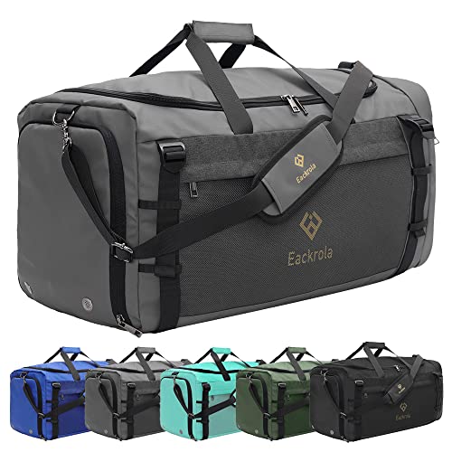 Eackrola Large Sports Gym Bag, Travel Duffel bag with Wet Pocket & Shoes Compartment for men women, 65L, Lightweight