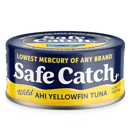 Safe Catch Ahi Tuna Wild Yellowfin Tuna Canned Lowest Mercury Can Tuna Fish Steak Gluten-Free Keto Food Non-GMO Kosher Paleo-Friendly Protein Every Can Of Tuna Is Tested No Water Oil Tuna, Pack of 6