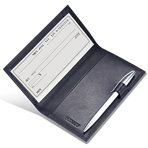 HISCOW Supple Leather Checkbook Cover with Free Divider - Italian Calfskin (Black)