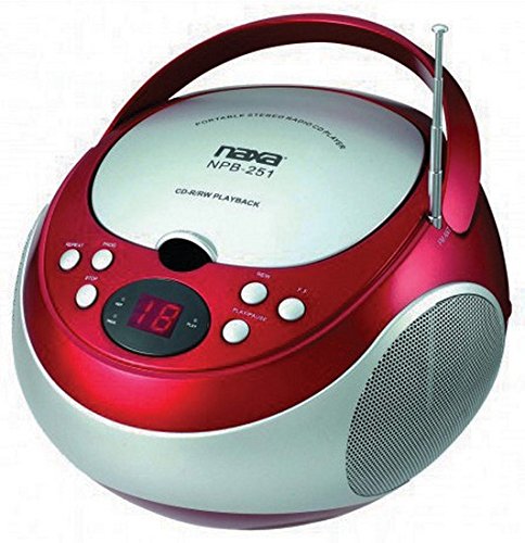 NAXA Portable CD Player with AM/FM Radio (Red) NPB251RD NPB251RD 840005005392