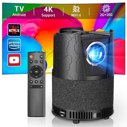 Mini Projector Portable 4K with Bluetooth Speaker, WiFi Projector for iPhone iPad Wireless Screen Casting, Home Theater Portable Projector for Camping Gaming Movie Compatible with Smartphone Laptop DV