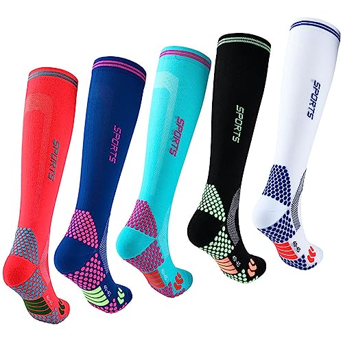 5Pairs HIGHERSOCKS 2023 Far Infrared Schorl Titanium Ion Heightening Booster Socks for Men & Women - Long/Short (5Pairs-Long, M)