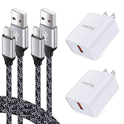 Quick Charge 3.0 Fast Charger Block for Samsung Galaxy S24 Ultra S23 FE S22 S21 S20 S10e S9 A15 A25 A54 A14 A03s A10e A11 A21 A20 A51, Moto G Power, Type C Power Adapter Fast Charging Charger Cable