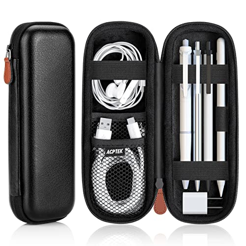AGPTEK Case Holder for Apple Pencil, Slim PU Leather Carrying Case Pouch Cover Compatible with Apple Pen Accessories, USB Cable, Earphone,Samsung Stylus iPad Pro Pen/Pencil, Recording Pen, Black