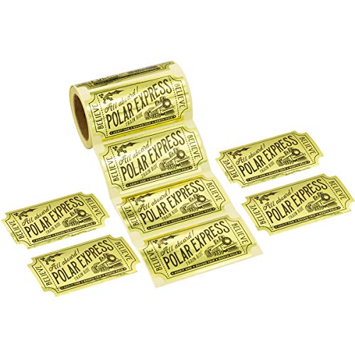 Gold Foil Believe Ticket North Pole Train Roll Christmas Stickers for Polar Express Day Party School Reward 200Pcs