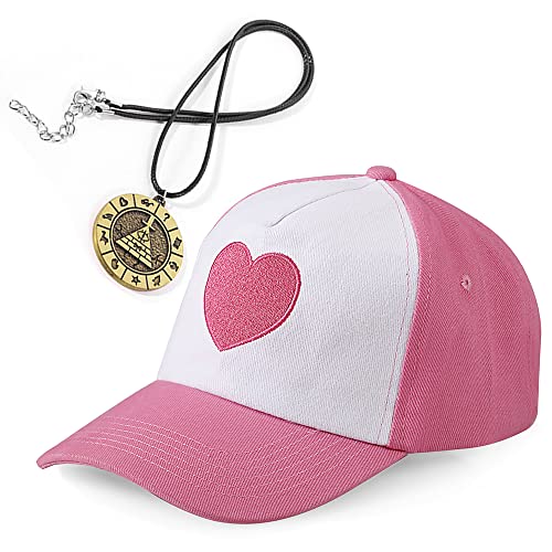 EIKOU Gravity Falls Mabel's Hat Pink Dipper's Hat Pink Dipper Aqua Blue Pine Hat【Come with The Necklace】
