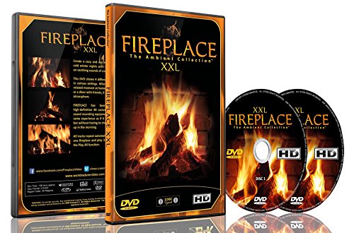 Fireplace DVD - Fireplace XXL - Filmed in HD - 2 DVD Set with Double Extra Long Fires with Burning Wood Sounds