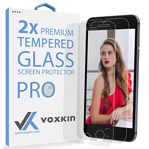 Voxkin [2 Pack - 4.7' Screen] iPhone 6, 6s, 7 and 8 Tempered Glass Screen Protector Shield - 0.33mm Thick Guard & Protect from Crash - Anti Scratch Bubble Free Ultra Resistant & Shatter Proof