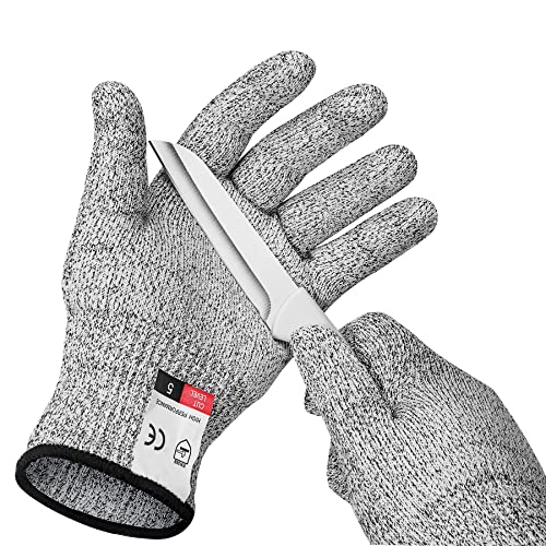 mearens Cut Resistant Gloves, Food Grade Safety Gloves Kitchen Anti Cut Gloves for Cutting, Level 5 Proof Cutting Work Gloves (Large)