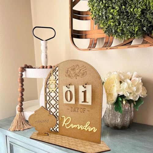 Ramadan Advent Calendar Wooden Countdown Calendars Decorations for Home, 30 Days Til Eid, Ramadan Gift for Kids, Ramadan and Eid Decor
