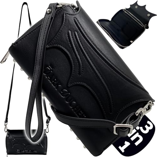 Dark Duchess Gothic Bat Purse Wallet Bag - Vegan Goth Shoulder Crossbody Witchy Gifts For Women - Black Wing Shaped Purses - Small Vampire Wings Clutch Bags - Cross Body Wallets - Witch Accessories