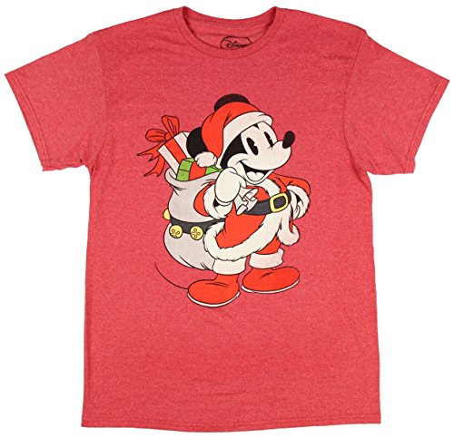 Disney mens Christmas Mickey Mouse Santa Red Graphic T-shirt Shirt, Red Heather, 3X US