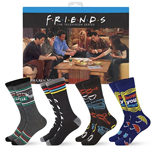 Hyp Friends Socks Mens and Womens Socks Featuring Friends TV Show | Gift Box, 4 Pack Casual Crew Socks