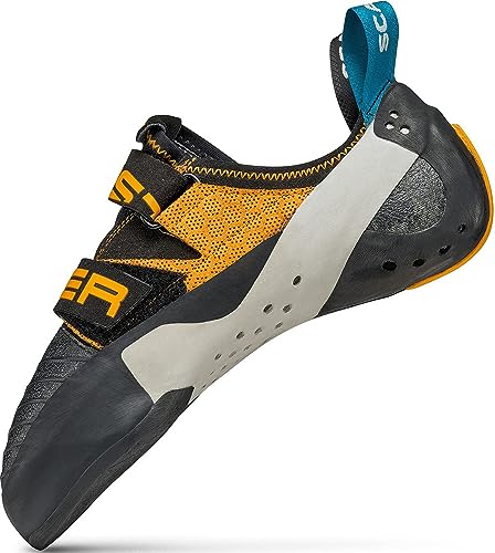 SCARPA Booster Vegan Rock Climbing Shoes for Sport Climbing and Bouldering - Specialized Performance for Sensitivity and Support - Black/Orange - 6.5