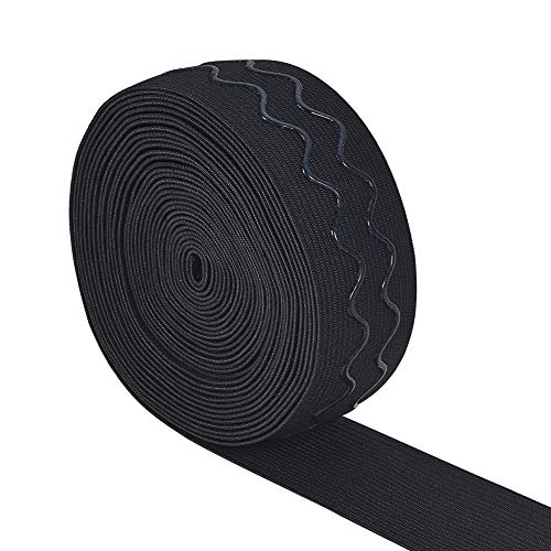 BENECREAT 1.5-Inch Wide 6 Yards Non-Slip Silicone Elastic Gripper Band for Garment Sewing Project, Black