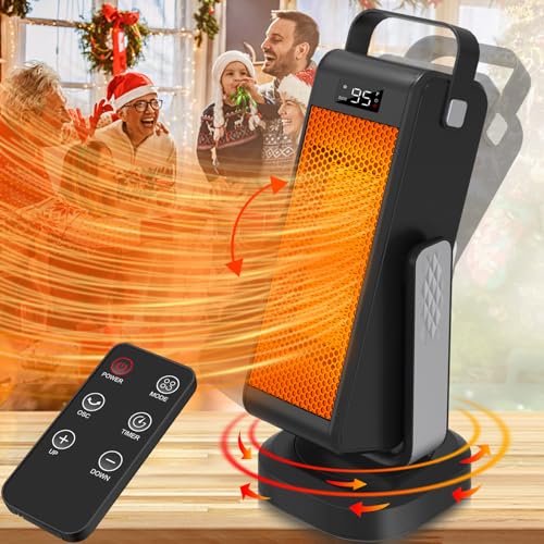 Space Heater,2023 Upgraded Portable Heaters with 3D Oscillating Large Room,PTC Electric Heaters for Indoor Use with Thermostat,4 Mode,2S Fast Heating,Office Heater with Thermostat for Bedroom,Garage