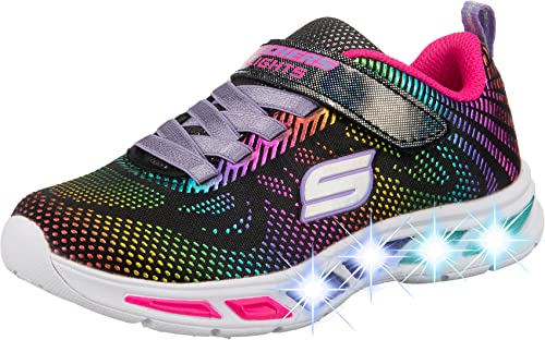 Skechers Kids Girls' Litebeams-Gleam N'DREAM Sneaker, black/multi, 1 Medium US Little Kid