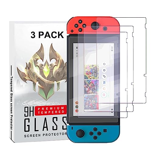 rapell 3 Pack Glass Screen Protectors Compatible with Nintendo Switch Premium Tempered Glass Screen Protector