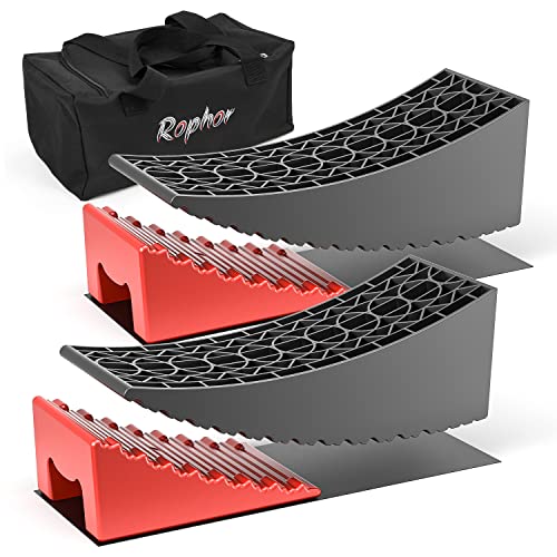 Rophor Camper Leveler 2 Packs, New Version Ramps Kit for Travel Trailer, Up to 35,000 lbs, Double Non-Slip Design, Faster and Easier Than RV Leveling Blocks