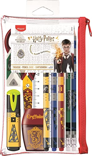Maped - Harry Potter School Supplies Kit 10 pieces - Scissors - 1 pencil sharpener - 1 eraser - 1 highlighter - 3 fine tip pens - 2 coloured graphite