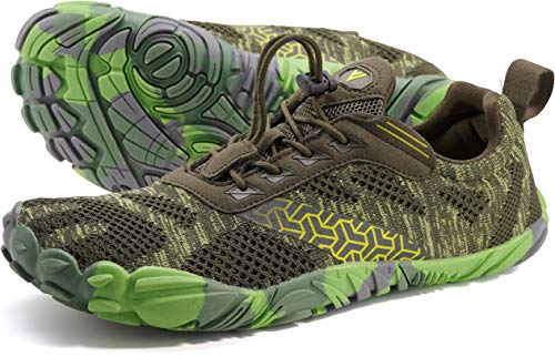 WHITIN Men's Cross-Barefoot Minimalist Shoe Zero Drop Wide Toe Box Size 9 Five Fingers Gym Hiking Fitness Workout Trail Running Green 42