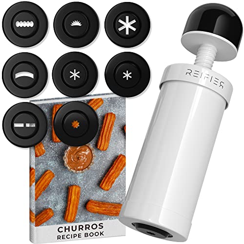 Churrera Churro Maker Machine - Free Recipe eBook Included - 8 Interchangeable Discs - Churros Maker Machine - Cookie Machine