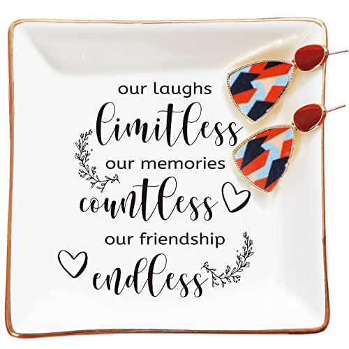 PUDDING CABIN Friend Gifts Women Friendship Jewelry Dish, Gifts for Friends Female Bestie Bff, Unique Gifts for Women Birthday Wedding Coworker Leaving Christmas