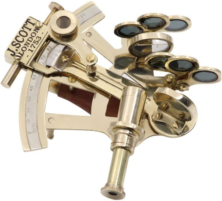 RII Pocket Sextant J. Scott London Nautical Navy Sailors Brass, Celestial Navigation with Movable Telescope, Determine Latitude & Longitude, Galactic Gifting Sextant, Graduation, Wedding