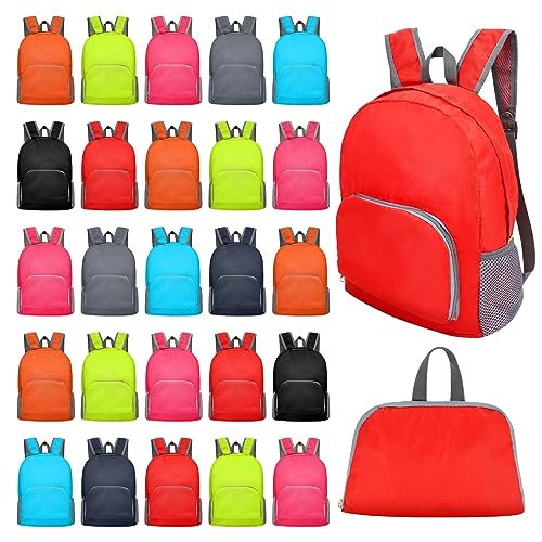 Ayearparty 48 Pcs 17 Inch Backpack in Bulk Foldable Classic Back Packs Colorful Book Bags Assorted Colors Lightweight Bookbags for Outdoor Travel Student School Supply 8 Colors