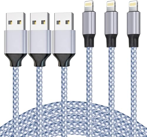 DAZHWA iPhone Charger 3pack 6ft [MFi Certified] Best New Nylon Braided USB-A to Lightning Cable Cell Phone Fast Charger Cord Compatible with iPhone14/13/12/11Pro Max/XS/XR/X/8/7/iPad More